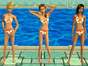 Sims 2 — Teen Polka Dot Bikini Set - red by zaligelover2 — Swimwear for TF.