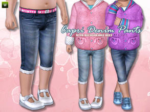 Sims 3 — Capri Denim Pants by lillka — Denim pants with belt for toddler girls. Everyday/Formal 3 styles/2 recolorable