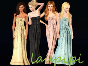 Sims 3 — Hollywood Gold by laupipi2 — New long recolorable strapless new dress. This dress has also some lentils! Your