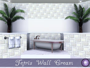 Sims 3 — Tetris Cream Stone Wall by D2Diamond — Tetris design is recolorable in four parts. Center comes in two colors