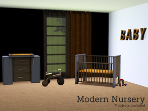 Sims 3 —  Modern Nursery by Angela — Modern Unisex Nursery in wood and orange tones. Can ofcourse be adjusted to your own