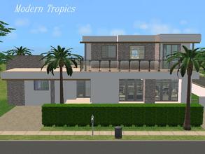 Sims 2 — Modern Tropics by millyana — Sparkling white stucco, breezy palms, refreshing pool, each of the 3 bedrooms has