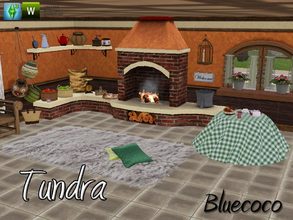 Sims 3 — Tundra by bluecoco2 — Dining room, consisting of multiple objects, the main is the fireplace, attached to a