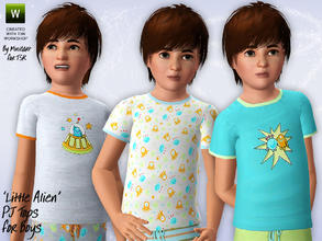 Sims 3 — Little Alien Pyjama Tops by minicart — These Little Alien pyjama tops are a must for your little stargazer! This