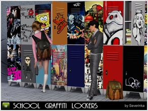 Sims 3 — School Graffiti  Lockers by Severinka_ — School lockers graffiti design school. 11 different patterns. Function