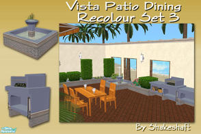 Sims 2 — Vista Patio - Dining - Recolour Set 3 by Shakeshaft — A recolour of my patio dining set in blue mosaic with
