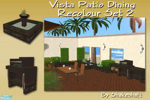 Sims 2 — Vista Patio - Dining - Recolour Set 2 by Shakeshaft — A recolour of my patio dining set in dark brown ceramic