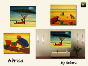 Sims 3 — Africa by Neferu2 — Africa is a set of three paintings of ethnic style into a single file.