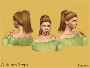 Sims 3 — Hair ~ Autumn Steps by Tomislaw — New hairstyle with accessory for Your Fem Simmies. :) Somewhat low - polygonal