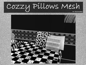 Sims 2 — Cozzy Pillows Mesh by staceylynmay2 — Cozzy pillows mesh. 3 pillows, pink and white stripes, pink and black