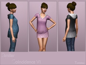 Sims 3 — Maternity Top ~ Similar Coincidence V1 by Tomislaw — V - Neck Hooded Top. 4 - recolorable areas. This file