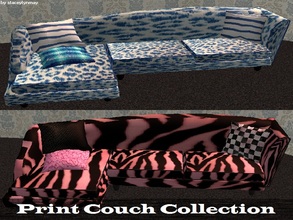 Sims 2 — Print Couch Collection by staceylynmay2 — two couches. one with blue and white leopard print, and the other pink