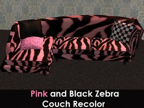 Sims 2 — Black and Pink Couch Recolour by staceylynmay2 — Black and pink zebra print couch with 3 pillows. Thanks to