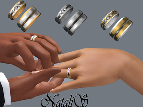 Sims 3 — Couple Carved Wedding Ring set by Natalis — Couple Carved Wedding Ring Set contains 4 items. Women's and men's