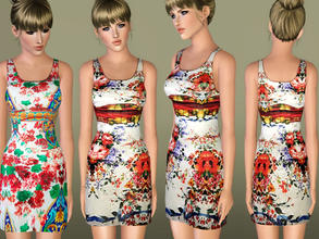 Sims 3 — Tarapana_4 by ShakeProductions — 2 dresses in 1 pack! Not recorable print dresses