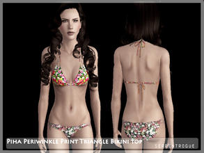 Sims 3 — Piha Periwinkle Print Triangle Bikini top by Serpentrogue — base game compatible swimwear category top has small