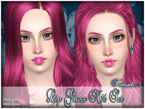 Sims 3 — Lip Gloss N16 Set by TsminhSims — A New Lip Gloss Set for your Sims. - Without teeth ver: 3 recolor chanels -