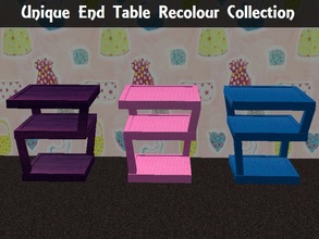 Sims 2 — Unique End Table Recolours Collection by staceylynmay2 — 3 unique end table recolours. Blue, pink and purple.