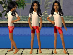 Sims 2 — Shy Girl swimwear set - Red by zaligelover2 — Swimwear for shy girls.