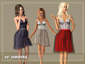 Sims 3 — Corset dress with a transparent skirt by bukovka — Elegant dress for young and adult women. Corset with reliefs