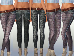 Sims 3 — Outdoor SET 03_7 (Jeans) by ShakeProductions — Belted laced skinny jeans.Recorable