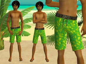 Sims 2 — Teen Squiggle Trunks Set - Green by zaligelover2 — Swim trunks for teens.