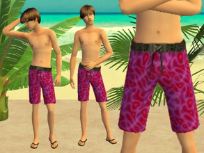 Sims 2 — Teen Squiggle Trunks Set - Purple by zaligelover2 — Swim trunks for teens.