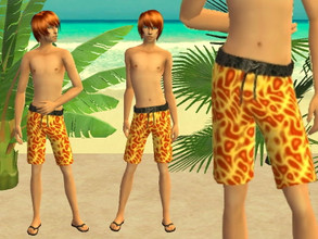 Sims 2 — Teen Squiggle Trunks Set - Orange by zaligelover2 — Swim trunks for teens.