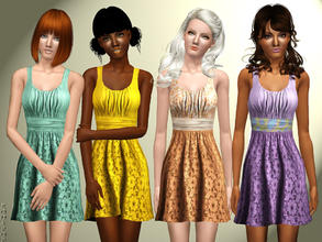 Sims 3 — A Taste of Summer Dress by zodapop — Sleeveless, knit, scoop neck dress with a ruched top and a floral cutout