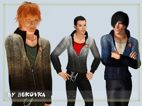 Sims 3 — Knitted jacket with Hood by bukovka — Knitted jacket for the young and adult men. Beautiful color gradient.