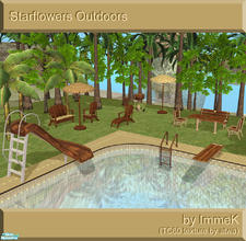 Sims 2 — Starflowers Outdoors by ImmeK — A collection of patio and pool furniture and matching pool walls and floors
