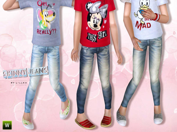 Sims 3 — Girl Skinny Jeans 03 by lillka — Skinny jeans for girls Everyday/Formal/Outdoor 3 styles/recolorable I hope you