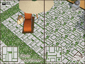 Sims 3 — Grass and Stone 1 by Devirose — Two tiles in a single file,tiles for garden,outdoor,with stone and grass.Created