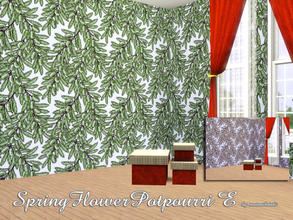 Sims 3 — SpingFlowerPotpourriE by matomibotaki — Floral pattern, 3 color -channels and with olive-branches-design, to