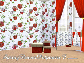 Sims 3 — SpingFlowerPotpourriF by matomibotaki — Floral pattern, 3 color -channels and with decorative roses-design, to