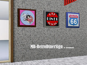 Sims 3 — MB-RetroDinerSign by matomibotaki — MB-RetroDinerSign, retro diner sign with 3 different motives to decorate
