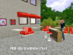Sims 3 — MB-RetroDinerSet by matomibotaki — MB-RetroDinerSet, REQUESTED, little set with 8 new meshes to create a retro