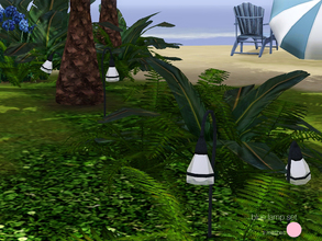 Sims 3 — Blue Lamp Set by DOT — Blue Cone Lamp Set. Contemporary Garden Lighting. Includes a tall and short metal tube