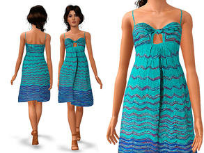 Sims 3 — Ocean/blue-multi zigzag knit dress  by SimDetails — This blue zigzag knit dress for teens is ideal for beachside