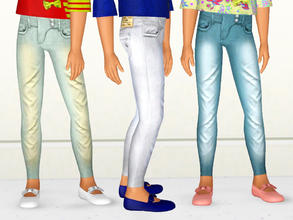 Sims 3 — Jeans for spring by Weeky — Jeans with recolorable bleach parts and two buttons. No new mesh. 
