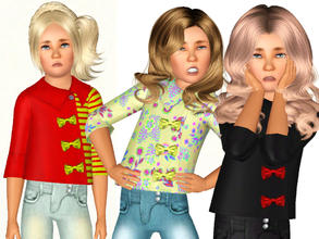 Sims 3 — Jacket for spring by Weeky — Jacket with short sleeves and bows on front side. Recolorable and custom CAS and