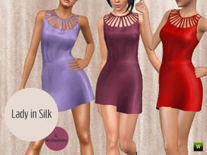 Sims 3 — Lady in Silk by MissDaydreams — Shiny and silky dress with geometrical cutouts which accent the cleavage in a