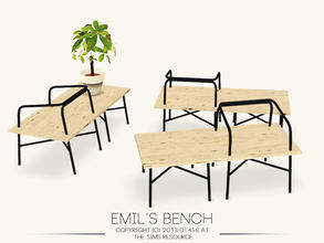 Sims 3 — Emil's Bench by DT456 — This modern and urban bench is the perfect add on for a minimalistic home. And as well a