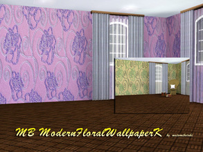 Sims 3 — MB-ModernFloralWallpaperKL by matomibotaki — MB-ModernFloralWallpaperKL, 2 wallpapers with modern floral designs