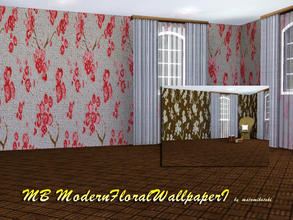 Sims 3 — MB-ModernFloralWallpaperIJ by matomibotaki — MB-ModernFloralWallpaperIJ, 2 wallpapers with modern floral designs