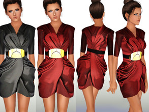 Sims 3 — Kamen Oko Vrata 1 by ShakeProductions — -Golden belted shiny dress (recolorable)(Mesh by Sims2fanbg)