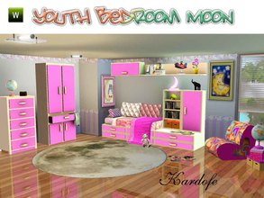 Sims 3 — Youth Bedroom Moon by kardofe — Cozy and complete youth bedroom, according to the color that you put can serve