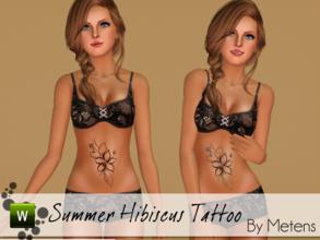 Sims 3 — Summer Hibiscus Tattoo by Metens — An exotic and beautiful tattoo that will be perfect with the new EP pack