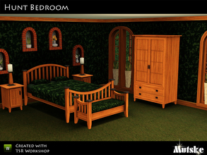 Sims 3 — Hunt Bedroom by Mutske — A new warm bedroom for your sims. There is also tall version of the Arched window from