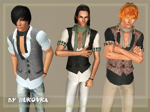 Sims 3 —   Urban Romance (top shirt) by bukovka — Shirt in casual style for young and adult men. Vest and scarf give the